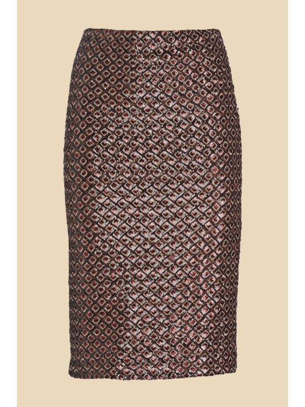 Houndstooth Skirt with Sequins