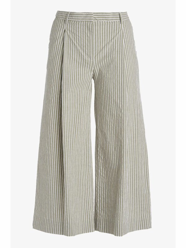 Stripe Cotton Wide Pants